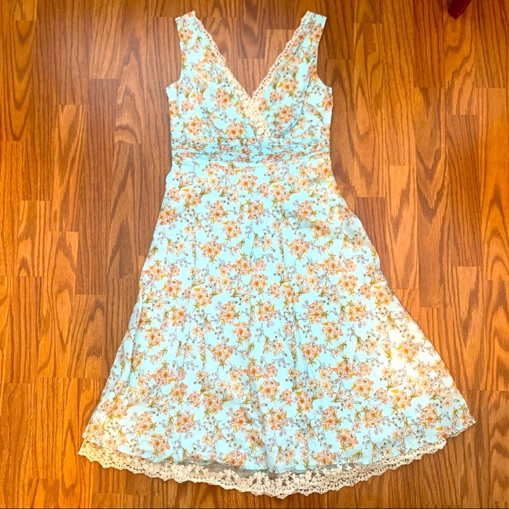 Speechless Floral Dress in Blue and Orange